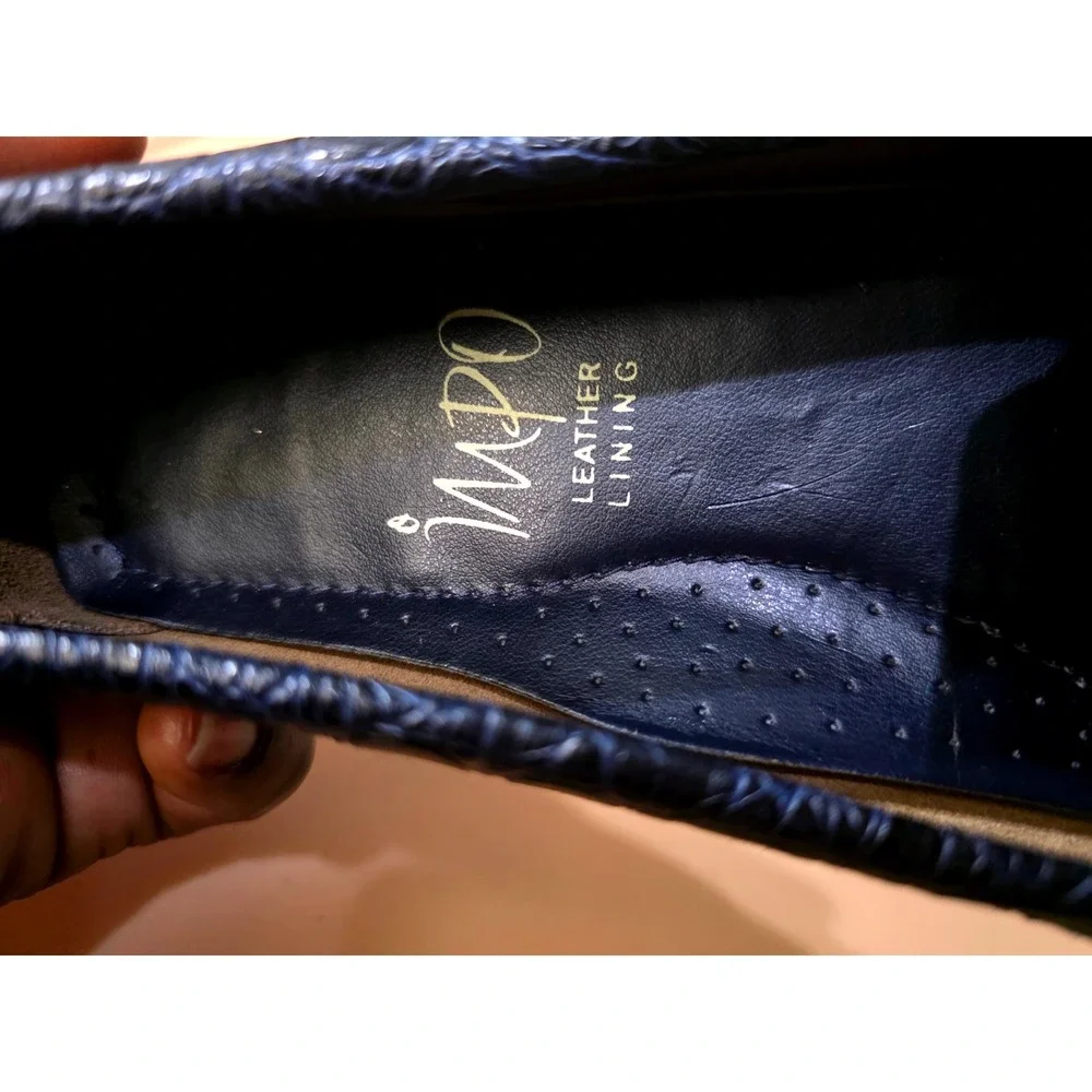 Impo Women's Navy Blue Faux Croc Penny Loafer‎ Slip On Flats Size 6.5M